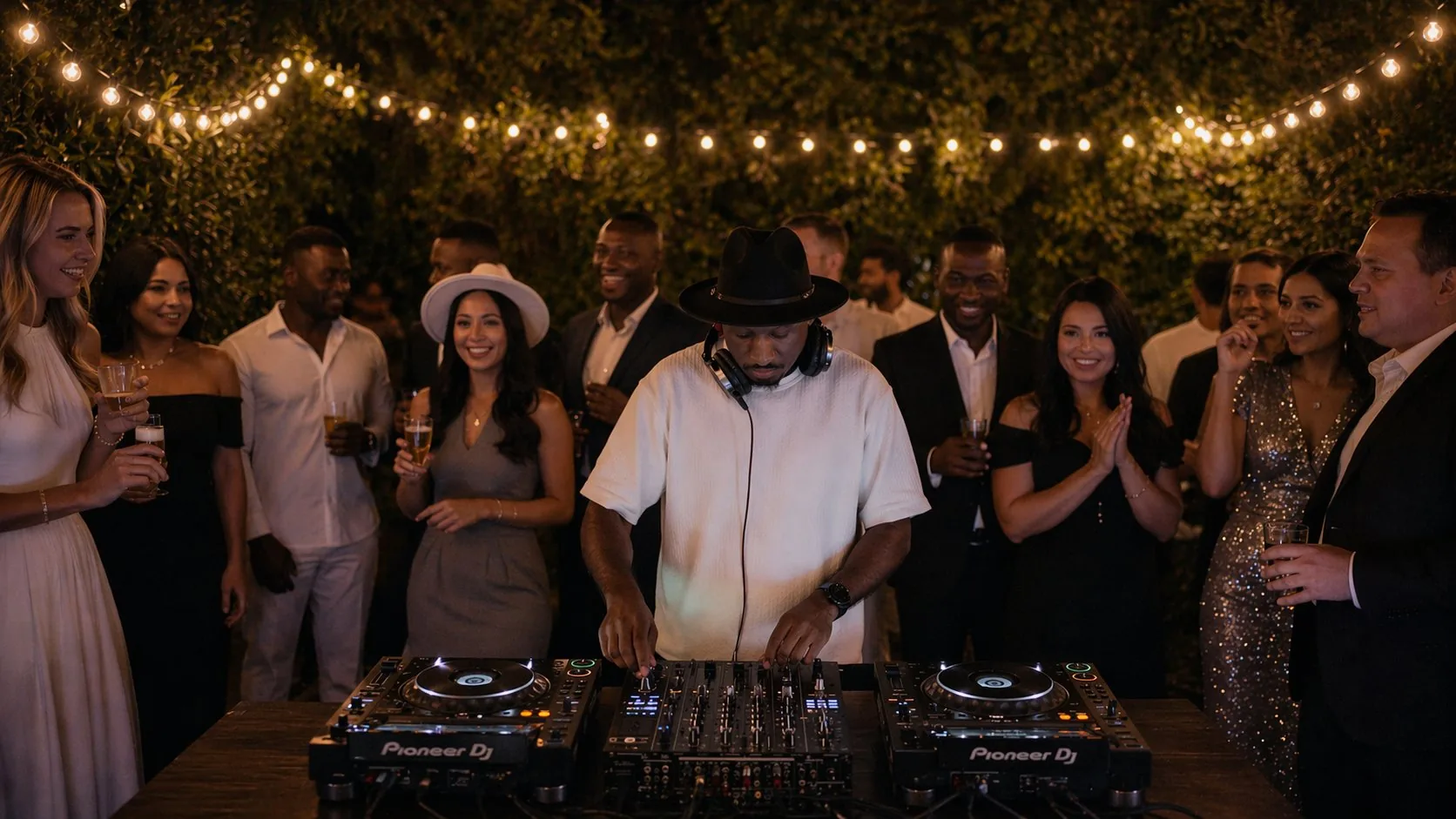 Richie Garrison DJing at an outdoor evening event