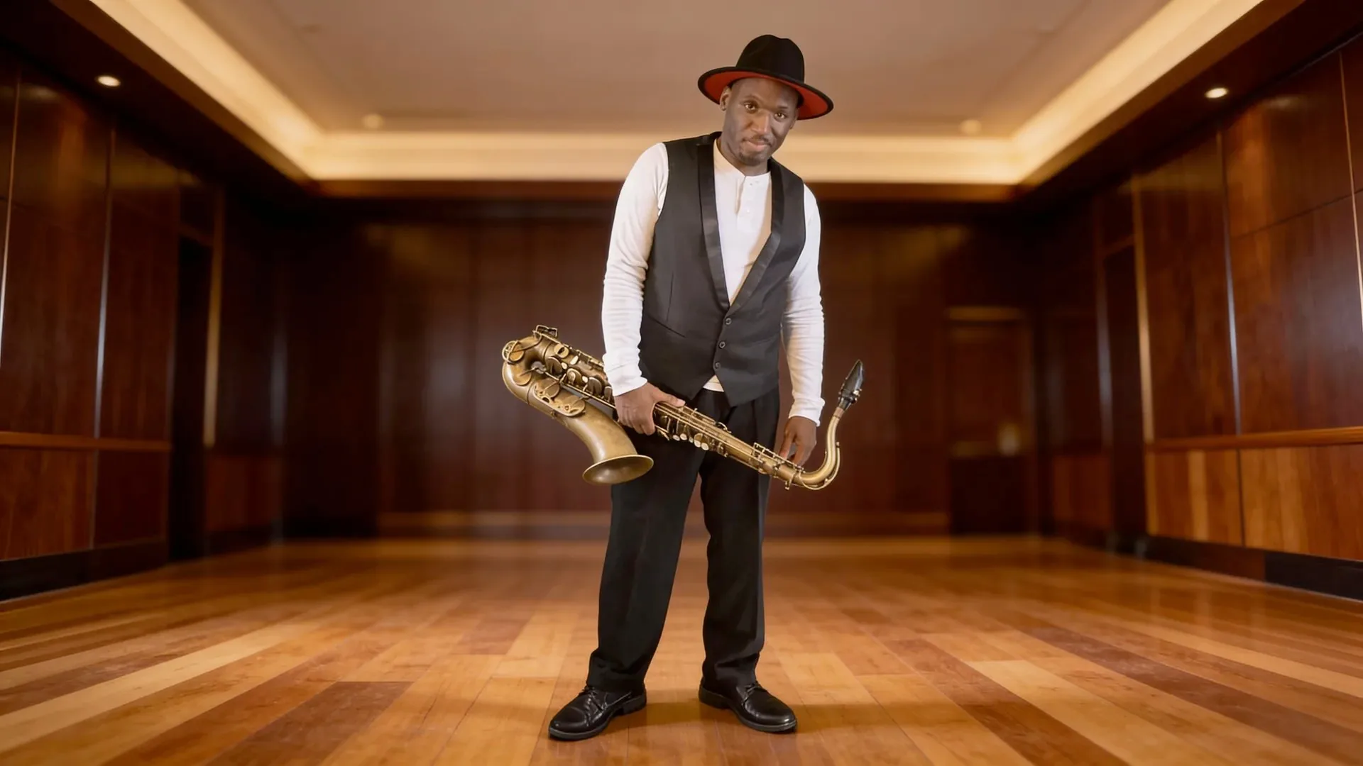 Richie Garrison — formal premium venue with saxophone