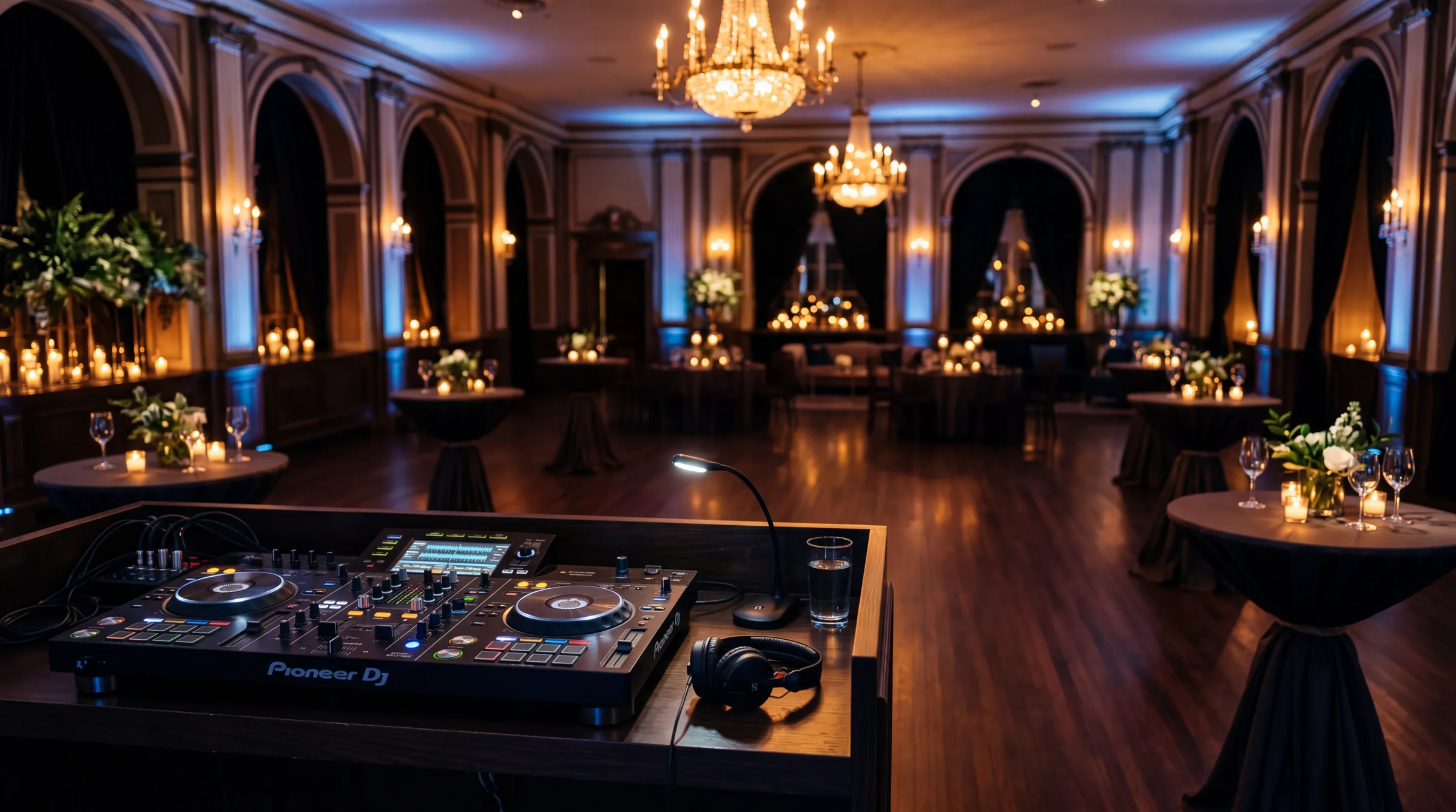 Elegant evening venue with DJ setup