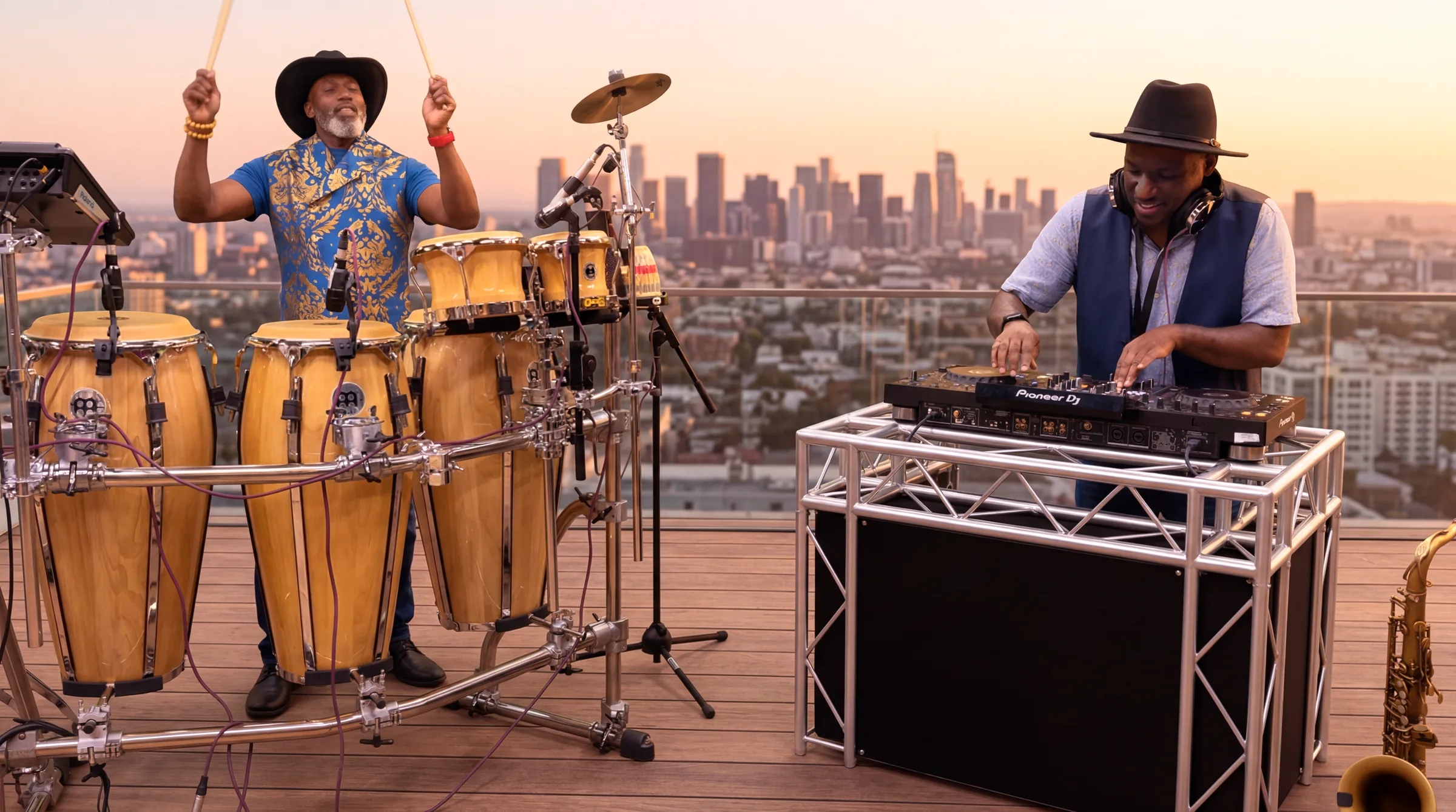 Reed D'Rhythm performing live percussion with Hypnotica