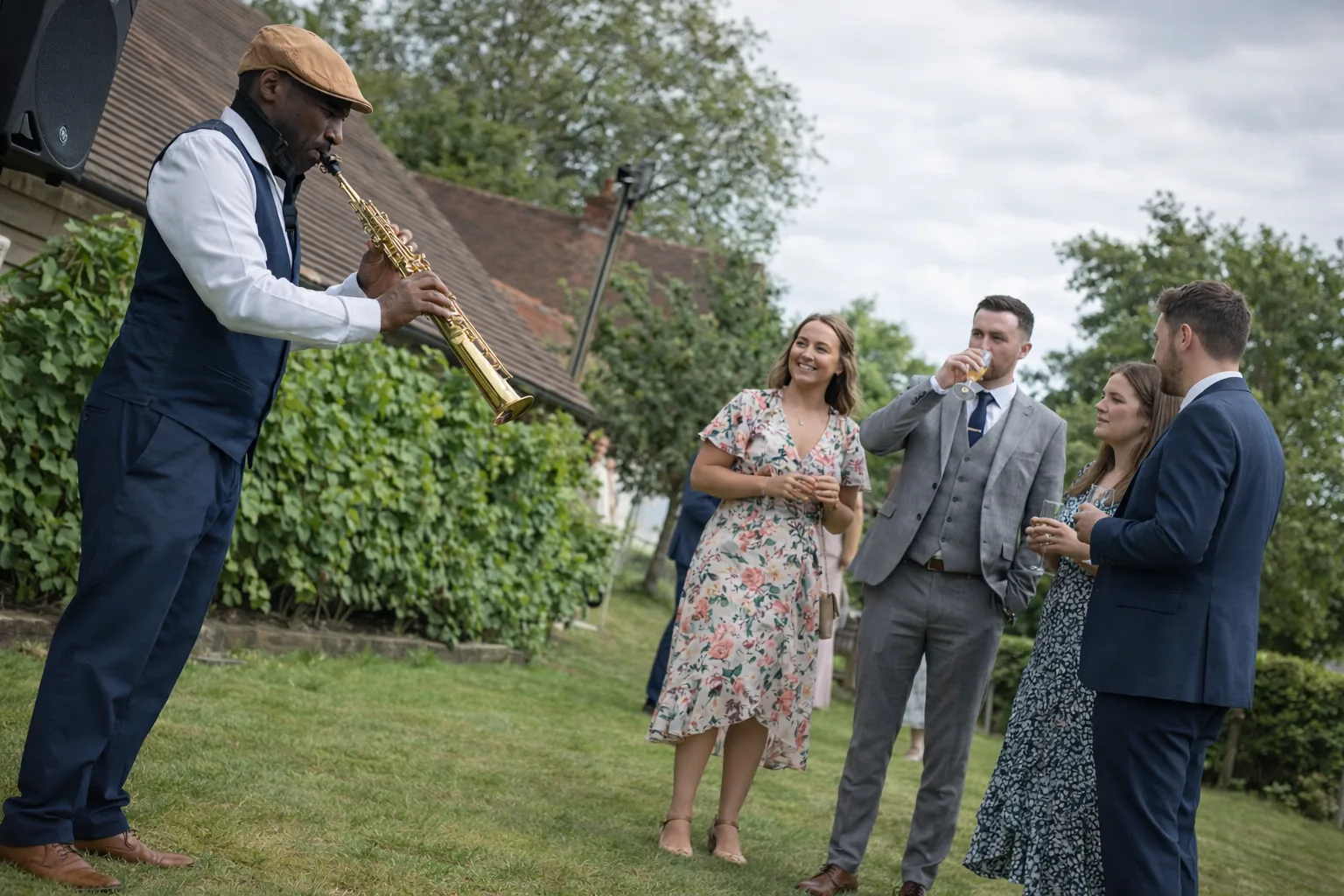 Richie Garrison performing saxophone at a wedding